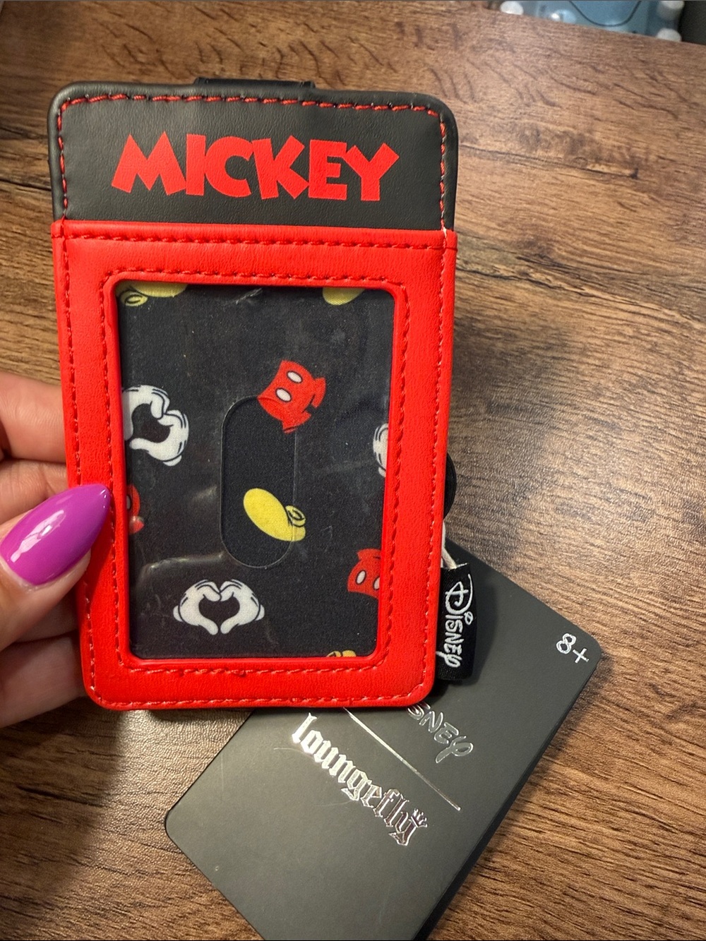 Disney Loungefly Card Holder Phone Wallet with Mickey Heart Hands - NWT - Picture 3 of 4